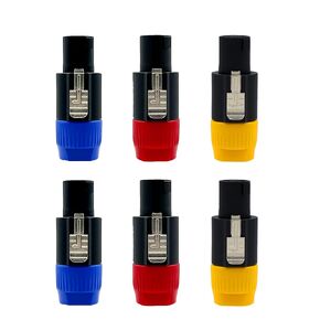 5 CORE 6 Packs 4 Pole Speakon Connector with Twist Lock Audio Male Plug – Loud Speaker to Amplifier Plug - 4 Conductor Speak-On Cable Adapter Compatible NL4FC, NL4FX, NL2FC, 2X (Blue, Red, Yellow)