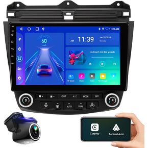 10.2 Inch(2G+64G) 5G WiFi 48EQ 8Core Airplay Car Stereo Radio for Honda Accord7th 2003-2007 Carplay Android Auto Android 12.0 Support Mirroring Backup 1080P SWC