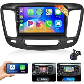 8Core 2+64G Car Stereo for Chrysler 200 200C 200S 2015-2019 Wireless Carplay Android Auto,9" 1280 * 720P IPS Touch Screen Radio, Android/GPS/WiFi/32EQ 𝐃𝐒𝐏 Audio/Bluetooth/SWC+Backup Camera&Mic