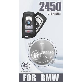 CR2450 Key fob Battery Replacement for BMW (2009-2021) 2 3 5 6 7 M F Series Alpina(320i 320xi 328i 328xi 335i 335is 335xi F22 F45 F46 528i 528xi 535i 535xi 550i 550xi F32) Smart Remote (1 Pack)