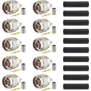 XRDS -RF RG8X N Male-Plug Crimp Connector 10PCS, N Male Crimp Connector for RG8X, LMR240, CNT240, KMR240, Mini8, 4D-FB, Belden9258 Coaxial Cables, RF Communication, Antennas, CB Radios, HAM Radios