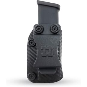 IWB OWB Kydex Magazine Pouch Case by Houston - Gun Holsters Concealment Tactical - Multi Use Holster Belt Loop for Pistol - Inside The Waistband Case Pouch - Fits Single Stack Glock 9/40