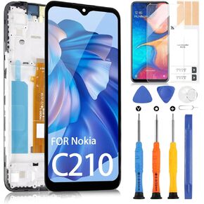 for Nokia C210 Screen Replacement, for Nokia C210 LCD Display Touch Screen TA-1584 LCD for Nokia C210 Digitizer Panel Sensor Assembly with Frame