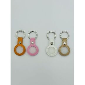 Leather Keychain for Airtag, Protective Case (Mustard, Pink, White, Beige)