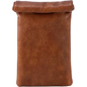 RFID Signal Blocking Bag - Faraday Bags for Car Key and Cell Phone Genuine Leather Anti-Tracking Anti-Hacking Key Pouch Jammer Wallet Case GPS Blocker for Phones within 7 Inch (Brown-7.48" X 4.72")