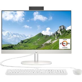 HP 24 Inch All-in-One Desktop, 23.8" FHD Display, AMD Athlon Silver Processor (Beats i5-6360U), 8GB RAM, 512GB PCIe SSD, Webcam, HDMI, Wi-Fi 6.0, Bluetooth, Windows 11 Home, White
