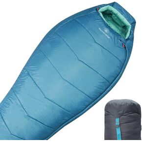 3-4 Seasons Cyan Two-Layer Shingle Sleeping Bag with Inner Pocket for Adult,Perfect for Backpacking,Traveling and Hiking,Including Free Compression Stuff Sack