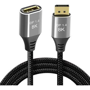 Cablecc DisplayPort 1.4 8K 60hz Extension Cable Male to Female Ultra-HD UHD 4K 144hz DP to DP Cable 7680 * 4320 for Video PC Laptop TV