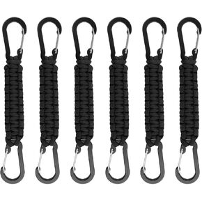 6 Pcs Paracord Keychain,Paracord Lanyard,Lanyard Clips,Paracord Clips,Braided Lanyard,Carabiner with Strap,Water Bottle Clip,Backpack Clips,Carabiner for Water Bottle,Water Bottle Clip for Backpack
