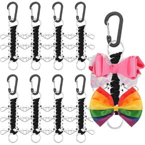 Berlune 10 Pcs Cheer Bow Holder for Backpack Paracord Keychain Cheer Bow Keychain for High School Cheerleading Teen Girls (Black,White)