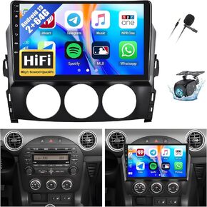 [2+64G] Android 13 Car Stereo for Mazda MX-5 Miata 2006-2015 with Wireless Carplay&Android Auto,9 Inch Touch Screen Car Radio with Bluetooth FM/RDS Radio HiFi WiFi GPS Dual USB+Backup Camera