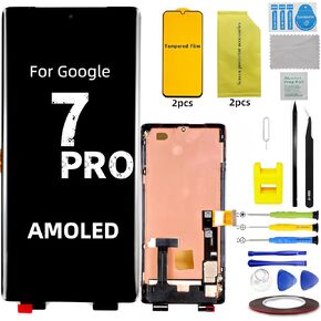 Tested AMOLED Display Compatible with Google Pixel 7 Pro 5G GP4BC GE2AE 6.7" inch LCD Screen Display Digitizer Assembly with Frame and Tools(Support Fingerprint)