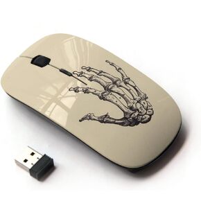 [ Optical 2.4G Wireless Mouse ] Hand Bones Skull Death Metal Yellow