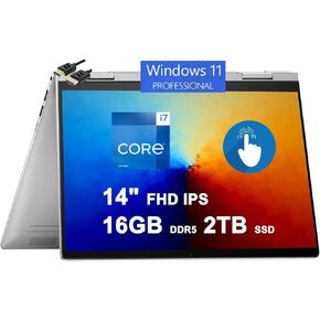 HP Envy X360 2-in-1 Laptop | 14" FHD IPS Multi-Touch | 13th Gen Intel 10-Core i7-1355U |16GB DDR5 2TB SSD | Backlit Keyboard Fingerprint USB-C B&O Fast Charge Win11Pro Silver +HDMI Cable
