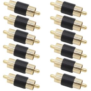 RCA Male to Male Coupler 12-Pack, Gold Plated RCA Male Adapter Connector for Phono, Speaker, RCA Cable, Amplifer Connection