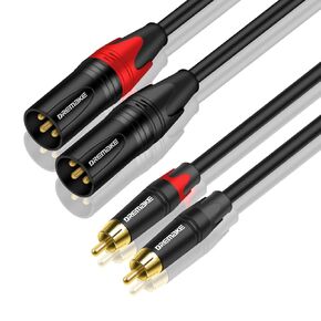 DREMAKE XLR to RCA Audio Patch Cable 3 Feet, Dual XLR Male to Dual RCA Male Stereo Audio Interconnect Cable, Dual RCA to Dual XLR Male-Male Microphone Connection Cord