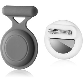 2pcs Kids Hidden Cases, Anti-Drop Black Gray Silicone Holder with Safety Pins Waterproof Scratch-Proof Holder GPS Tracker Case Compatible with Apple Airtag for Suitcases Backpacks Pets