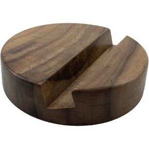 Natural Black Walnut Wood Phone Stand, Round Shape, Single Slot, 2 x 8 x 8 cm