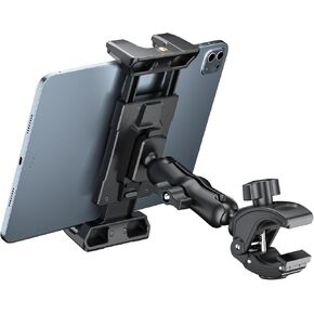 OHLPRO Spin Bike Tablet Mount Holder, Exercise Treadmill Phone iPad Holder, Microphone Mount-Bicycle Handlebar Clamp, Indoor Peloton Clamp for 5-13" iPad Pro 12.9, Galaxy Tab, Phone, Kindle