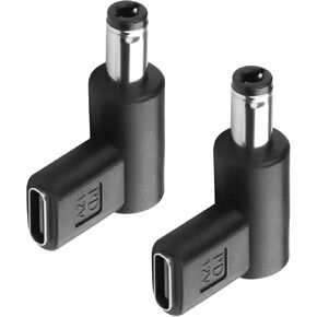 GINTOOYUN 2PCS 12V DC Power Connector Adapter 90 Degree Angle Female USB C to Male DC 5.5mm x 2.5mm Converter 12V USB Type C Input to DC5521 Output Adapter (12V)