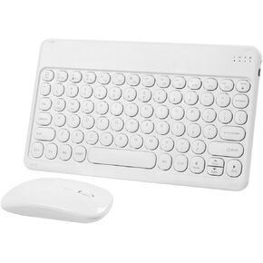 Bluetooth Keyboard and Mouse Combo,Rechargeable Keyboard Mouse Combo,Ultra-Slim Portable Compact Wireless Mouse Keyboard Set for iPad/iPad Pro/iPad Mini/iPad Air Mac OS,Android Windows iOS (White)