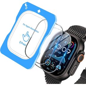 3 حزمة متوافقة مع واقي شاشة Apple Watch Ultra 2/Ultra مع إطار تثبيت المحاذاة التلقائية ، HD Clear Glass Glass و Scratch for Iwatch Ultra 49mm Screen