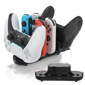 Switch Controller Charger for Nintendo Joy con Charging, Switch Charging Dock, 6 in 1 Switch Controllers Charge Dock Station Compatible Nintendo Switch/Pro Controller with Charger Cable & Indicator