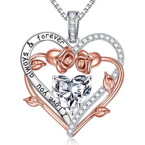 MOOSEA Valentines Day Gifts for Her - S925 Sterling Silver Moissanite Heart Necklace 1-3 ct D Color VVS1 Clarity, Gifts for Wife Anniversary Valentines Birthday Gifts for Wife Women