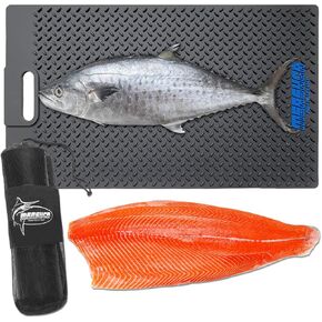 Fish Fillet Mat 14"x24", with Storage Bag, Portable Fish Cleaning & Cutting Board Grips Fish for Easy Filleting, Fish Mat for Scaling Fish(Small logo)
