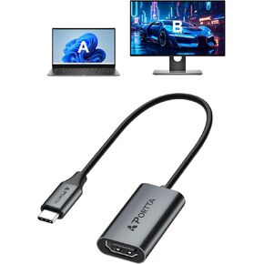 Portta USB C to HDMI Adapter 4K, Type C to HDMI Adapter, USB-C to HDMI Converter, [Thunderbolt 3/4] to HDMI Adapter Compatible with Laptop MacBook Pro/Air, Laptop, Gray