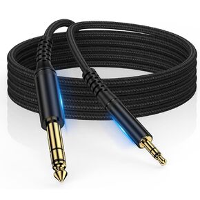 3.5mm to 6.35mm Audio Cable, 1/8 to 1/4 Stereo Cable 6.6FT 1/4 to 3.5mm TRS Adapter Cable Guitar to Aux Male Cord for Piano, Speaker, iPhone, Laptop, Headphone, Home Theater Devices, Mixer, Amplifiers