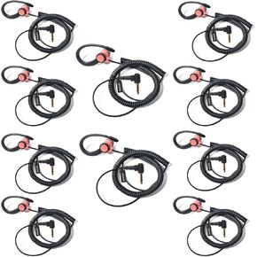 10pack 3.5mm Radio earpiece for Law Enforcement, Receive/Listen Only Police Surveillance Headset, Removable Hook in-Ear Earphone for Speaker Mic of Kenwood Baofeng Motorola Two-Way Radio