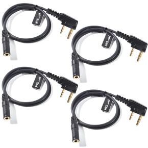 HYS 2-Pin to 3.5mm Female Plug Adaptor 1.48ft Cable for 2pin Kenwood & Baofeng Walkie Talkie – Connects to Listen Only 3.5mm Jack Headset and Two Way Handheld Amateur/Ham Radio (4pcs)