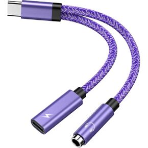 2 في 1 Samsung Galaxy S24 S23 S22 نوع USB من النوع C إلى 3.5 ملم محول الشاحن ومحول الشاحن ، USB C إلى Aux Audio Jack 60W شحن سريع Android Dongle Cable لـ iPhone 16 Pro Max ، Google Pixel 9 8 Pro 7a 7 in Kuwait