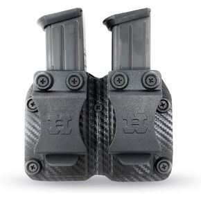 Double Kydex Magazine Pouch Case for Double Stack Magazines Glock 9mm / 40 Cal by Houston - Gun Holsters Concealment Tactical - Multi-Use Holster Belt Loop for Pistol - Double Mag Case Pouch