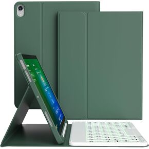 Keyboard Case for iPad Air 11 Inch 2024 (M2), for iPad Air 5th/4th Gen (2022/2020) 10.9 Inch with Pencil Holder - 7 Colors Backlit Wireless Detachable Folio Keyboard for iPad Air, Dark Green