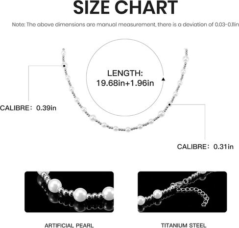 Valentines Day Gifts for Him Cross Necklace for Men Black White Pearl Necklace Stainless Steel Necklace 10mm Double Layered Cuban Link in Saudi Arabia