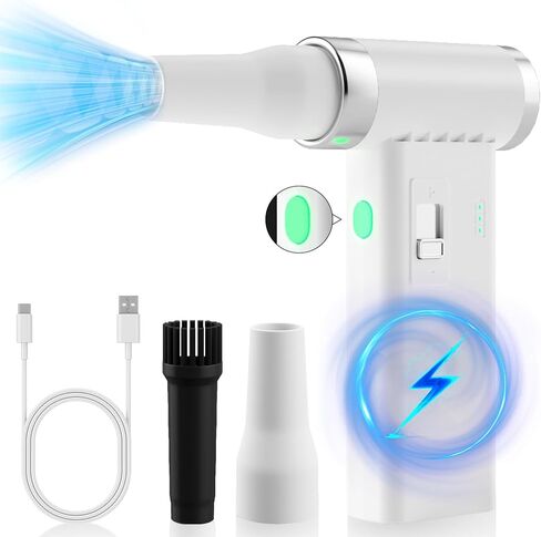 Compressed air Duster -Continuously Variable Speed 110000RPM Electric Air Duster,Rechargeable Cordless Air Blower for Keyboard, PC, Electric Devices Cleaning, Replace Canned Air Compressed Air Cans -W in Saudi Arabia