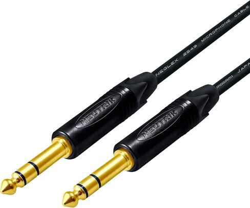 Best Worlds Best Cables 4 Foot - Cable Trs Patch Cable المتوازنة مصنوعة مخصصًا باستخدام سلك Mogami 2549 (أسود) و Neutrik NP3x -B Gold TRS Stereo in Kuwait