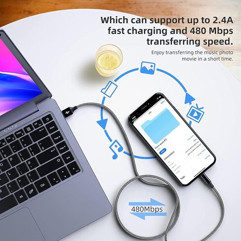 MenoSupp iPhone Charger 3Pack 10 FT Apple MFi Certified Lightning Cable Fast Charging iPhone Charger Cord Compatible with iPhone 14 13 12 11 Pro Max XR XS X 8 7 6 Plus SE iPad and More, Black in Kuwait