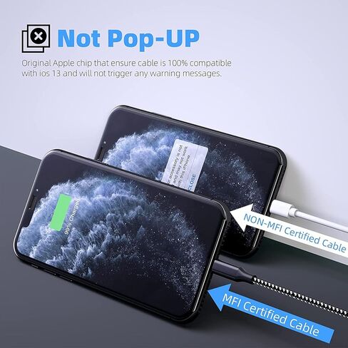 MenoSupp iPhone Charger 3Pack 10 FT Apple MFi Certified Lightning Cable Fast Charging iPhone Charger Cord Compatible with iPhone 14 13 12 11 Pro Max XR XS X 8 7 6 Plus SE iPad and More, Black in Kuwait
