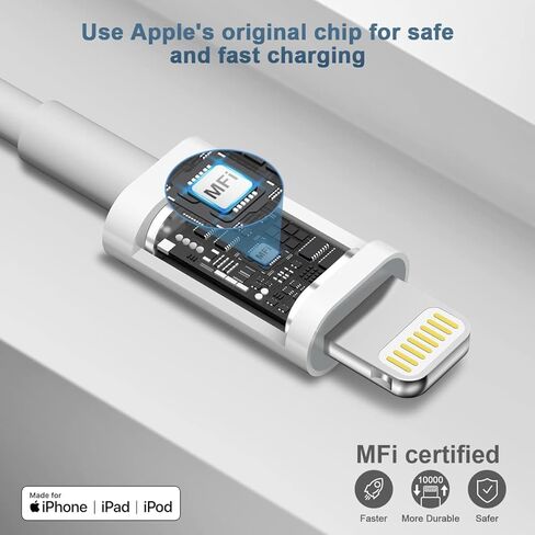 شاحن iPhone Charger Super Fast Charging [MFI Certified] iPad Charger 20W PD USB C Charger Charger 2-Pack 6ft Sharging Cable متوافق مع iPhone14/14 Pro Max/13/13Pro/12/12 Pro/11/11pro/XS ، iPad in Kuwait