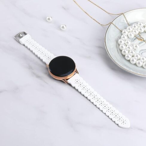 Lace Silicone Band 20mm Compatible for Samsung Galaxy Watch 4/5/6/Active Band 40MM 44MM,Galaxy Watch 4/6 Classic 46MM 42MM 43MM 47MM/Watch 5 Pro/Watch 3 41mm, Soft Silicone Strap for Women in Saudi Arabia