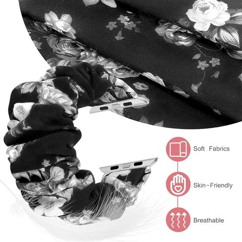 Scrunchie Watch Bands for Women Compatible with Apple Watch Bands Series 10 9 8 7 6 5 4 3 2 1 SE, Soft Elastic Replacement Wristband for iWatch Bands 38mm 40mm 41mm 42mm 44mm 45mm 46mm 49mm Ultra in Kuwait