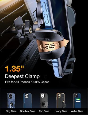 توراس جبل الهاتف الخليوي ، حامل هاتف السيارة لحالة سميكة ، 【المشبك العميق ، شفط محسّن】 حامل الهاتف للوحة معلومات السيارة/تنفيس ، in Kuwait