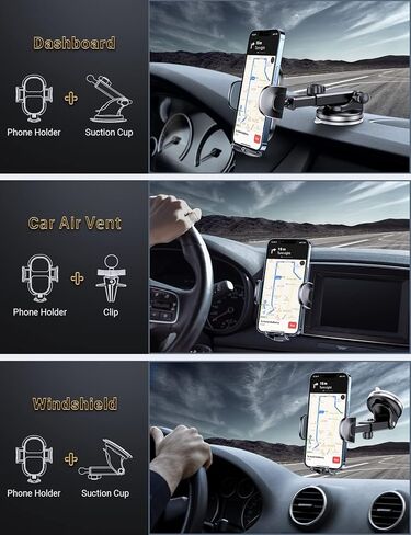 توراس جبل الهاتف الخليوي ، حامل هاتف السيارة لحالة سميكة ، 【المشبك العميق ، شفط محسّن】 حامل الهاتف للوحة معلومات السيارة/تنفيس ، in Kuwait