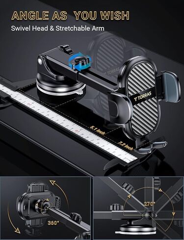 توراس جبل الهاتف الخليوي ، حامل هاتف السيارة لحالة سميكة ، 【المشبك العميق ، شفط محسّن】 حامل الهاتف للوحة معلومات السيارة/تنفيس ، in Kuwait