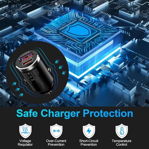 USB C Car Charger Adapter ، 2Pack PD+QC Dual Port Fast Charging Type C Scarette Wighter Slight 12V USB Charger for iPhone 16 15 14 13 11 11 Pro Max SE XR XS X ، Samsung S24 S23 S22 S21 S20 S10 S9 in Kuwait