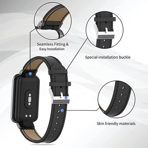 متوافق مع نطاقات Xiaomi Redmi Smart Band Pro ، Redmi Smart Band Band Pro Leather Bracelet Sbracelet Lristband مع إطار معدني لـ Xiaomi Redmi Smart Band Pro in Kuwait