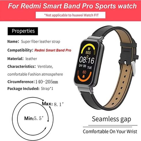 متوافق مع نطاقات Xiaomi Redmi Smart Band Pro ، Redmi Smart Band Band Pro Leather Bracelet Sbracelet Lristband مع إطار معدني لـ Xiaomi Redmi Smart Band Pro in Kuwait